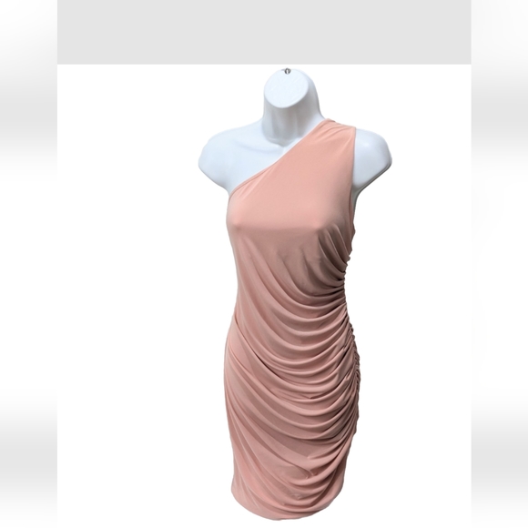 Michael Costello X Revolve Kimberly One Shoulder Mini Dress Bodycon Ruched L - Picture 5 of 13